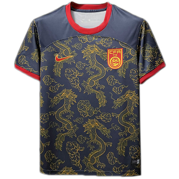China dragon jersey soccer uniform men's football kit black sports tops shirt 2022